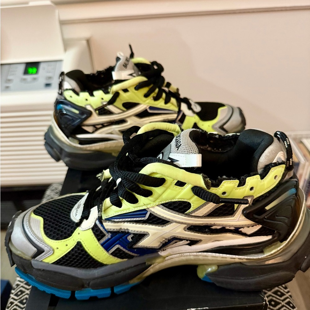 Balenciaga Mens Runner Sneakers - Black, Lime Green, and Silver - Picture 5 of 6